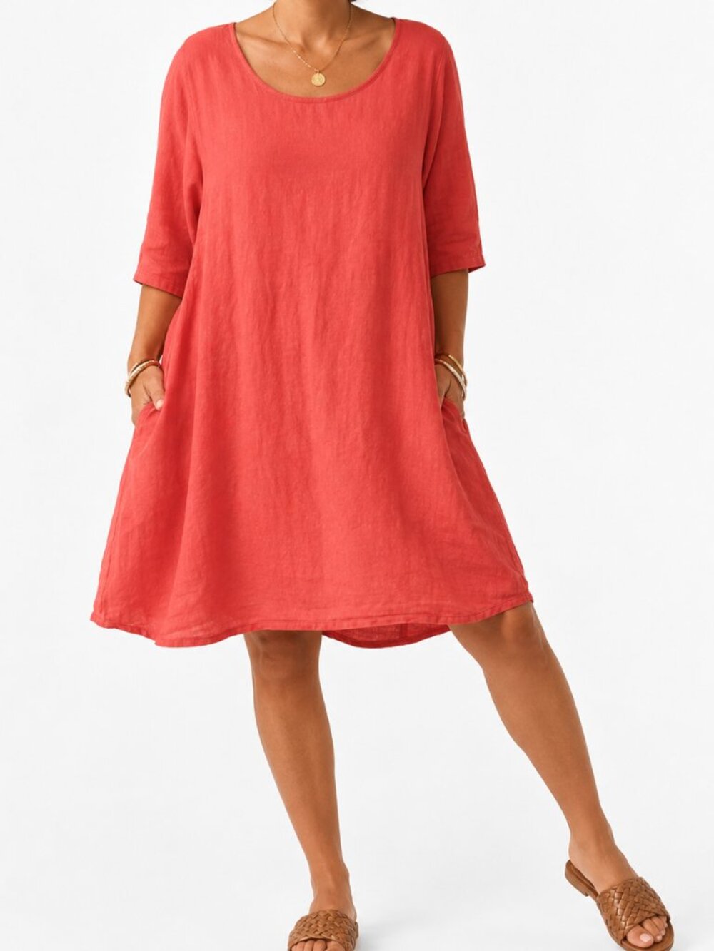Bryn Walker Linen Flowy Elevated Neutral Resort Vacation Coral Dress [size S]